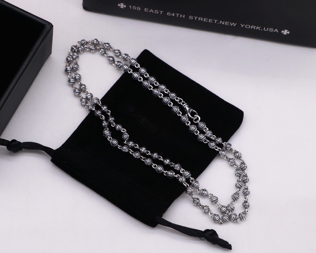 C*hrome H*earts Sterling silver cross ball necklace