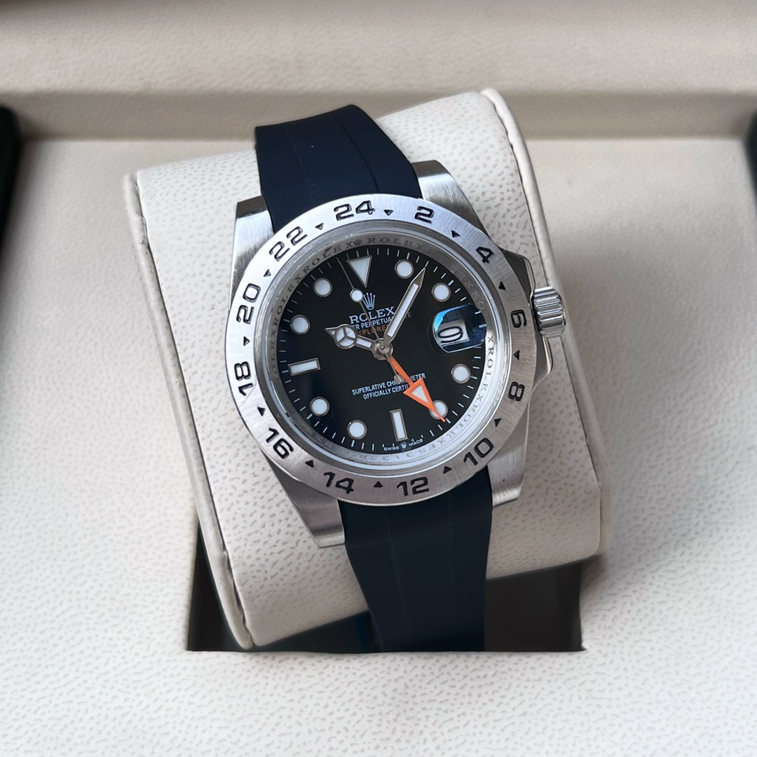Rolex Explorer II Black/White Dial Rubber Strap