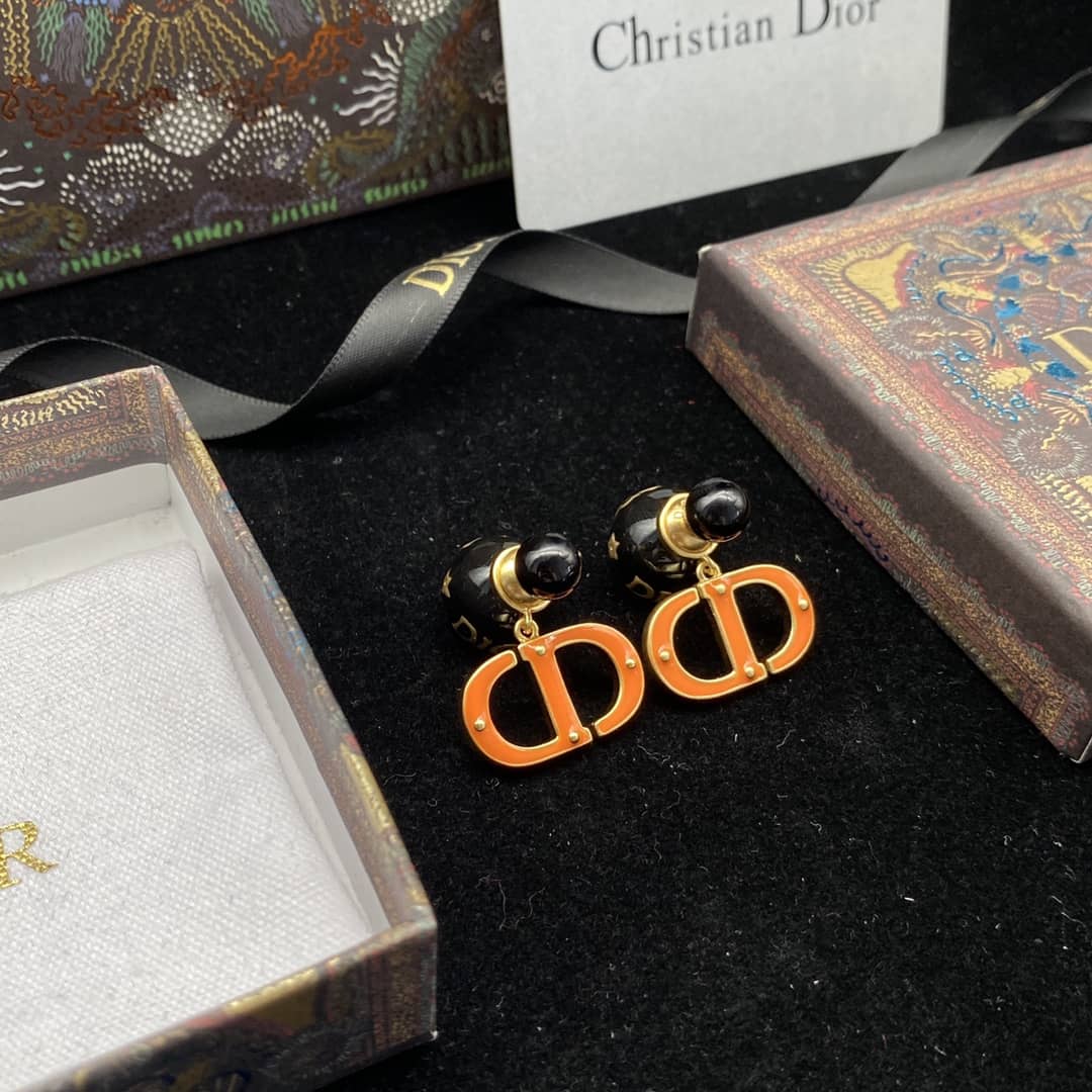 Fake Dior Logo Earrings