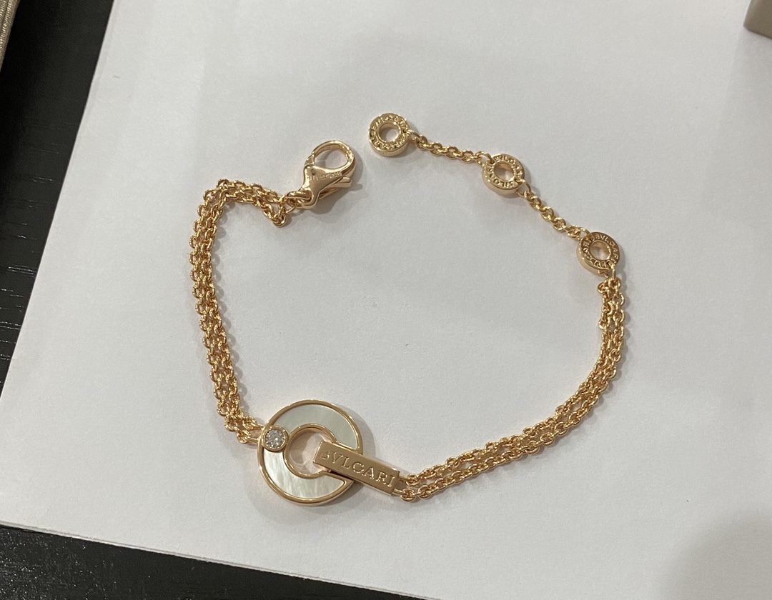 BVLGARI copper coin bracelet white shell