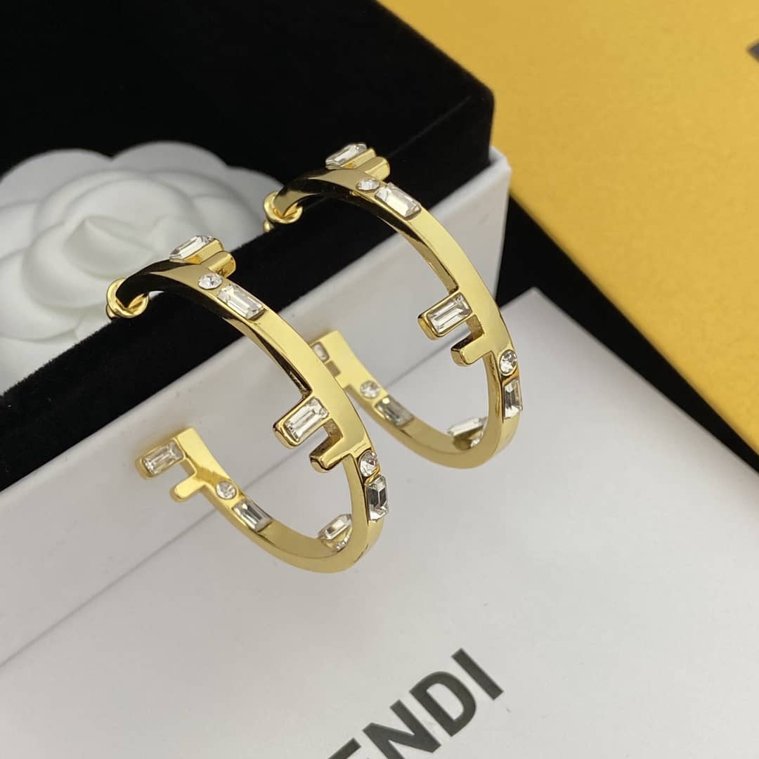 Fake Fendi Logo Earrings