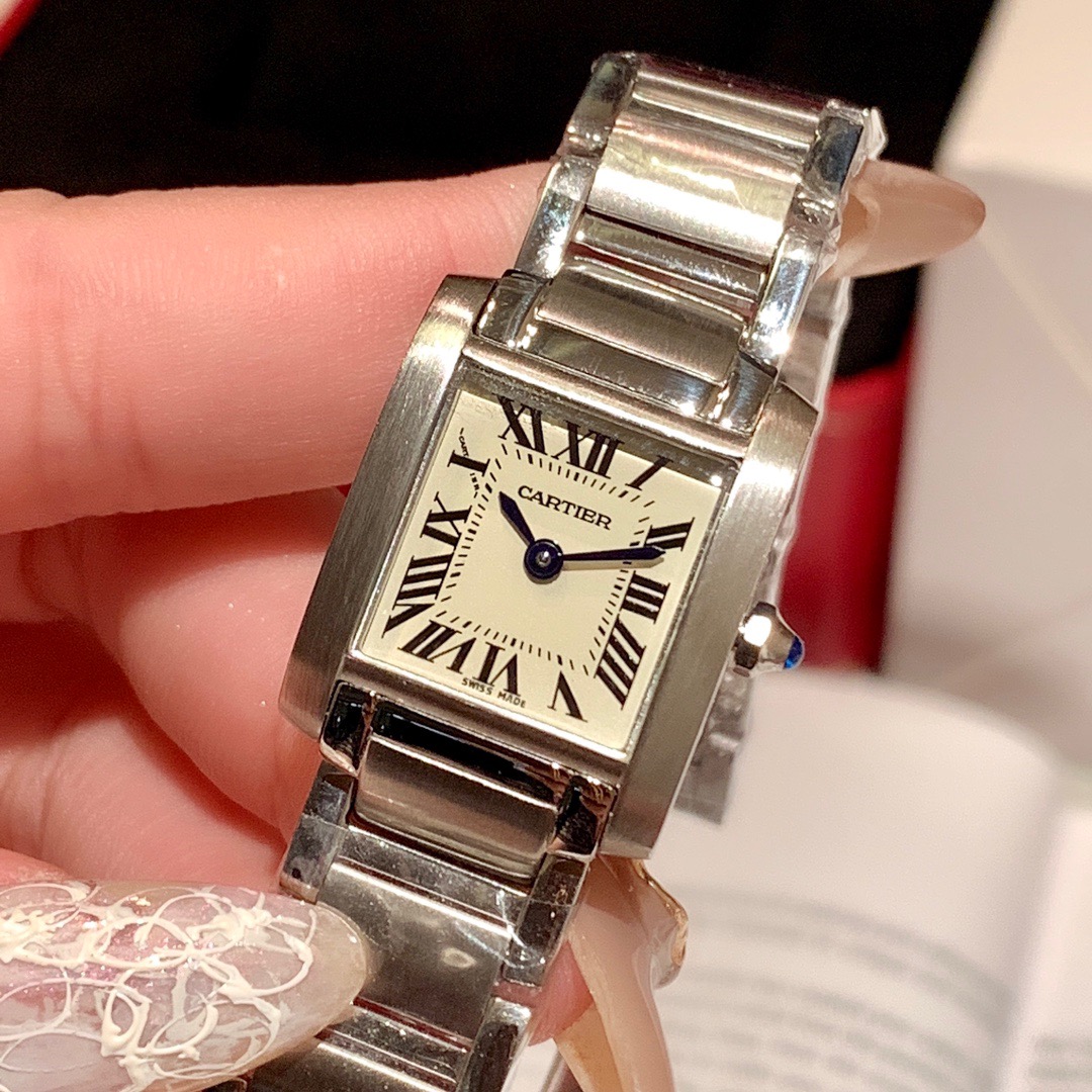Cartier Tank Francaise Ladies Watch Small Quartz Stainless Steel Silver Dial Bracelet W51008Q3