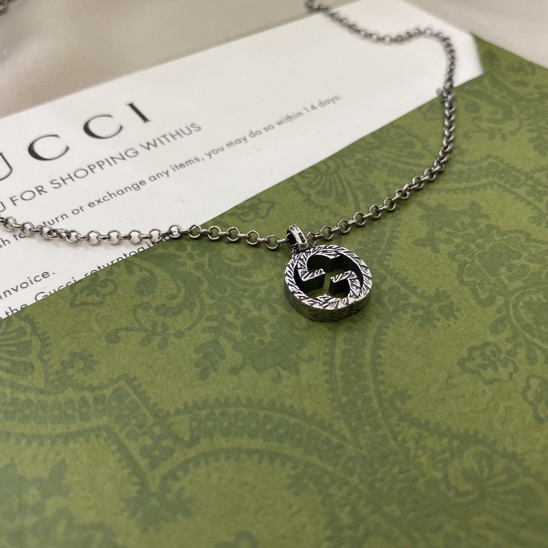 G*u 925 sterling silver Double G Interlocking Vintage trumpet necklace