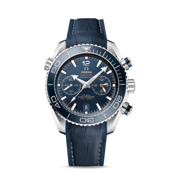 Omega Seamaster Planet Ocean 600M Co-Axial Master Chronometer Chronograph 45.5mm Blue Dial Leather Strap 215.33.46.51.03.001