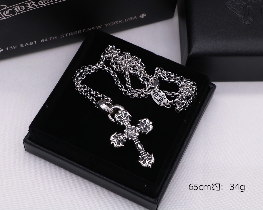 C*hrome H*earts Sterling silver Flame Cross pendant