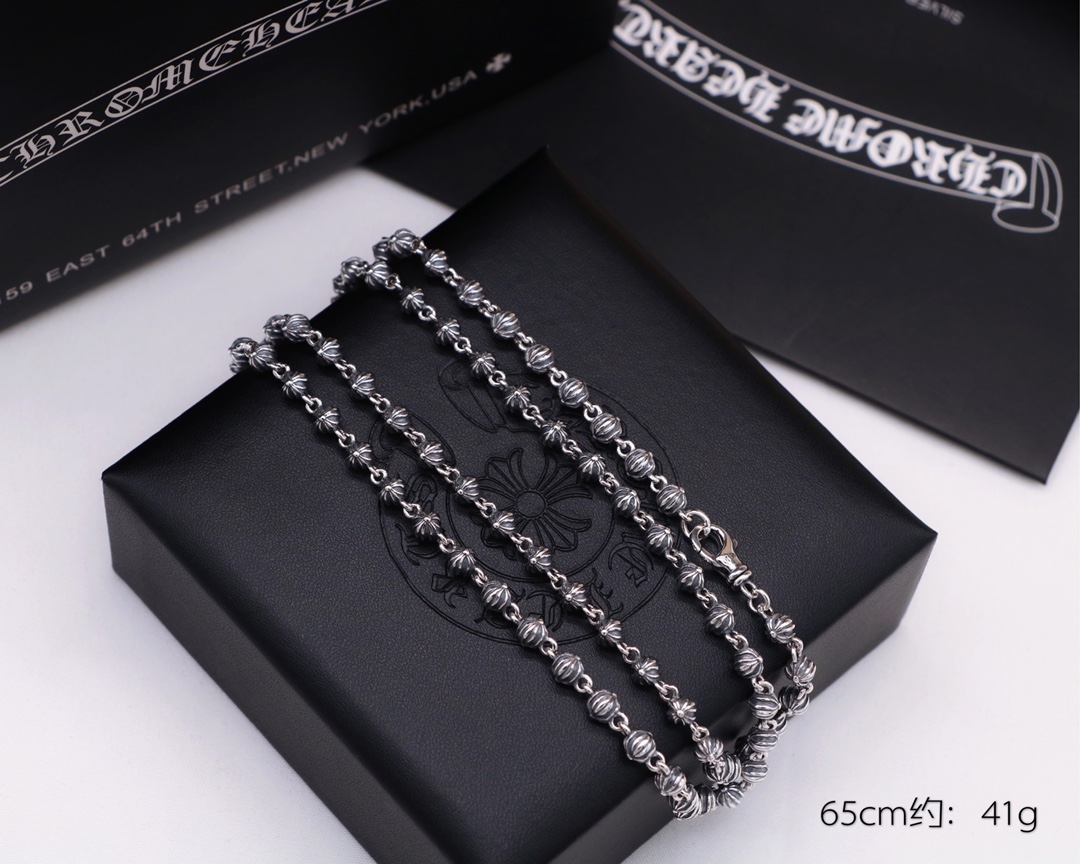 C*hrome H*earts Sterling silver cross ball necklace