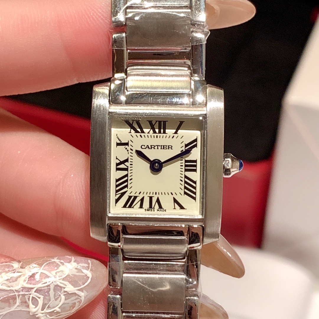 Cartier Tank Francaise Ladies Watch Small Quartz Stainless Steel Silver Dial Bracelet W51008Q3
