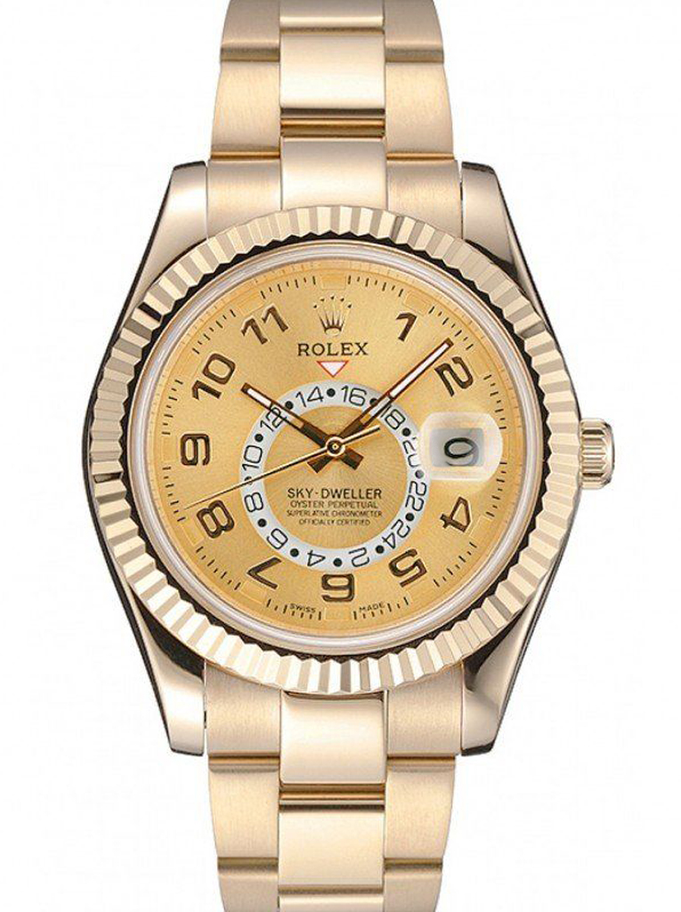 Replica Rolex Sky-Dweller 42mm Gold Dial 80243