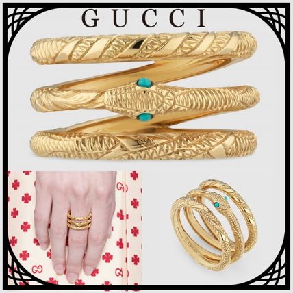 GUCCI | Three Band Ouroboros Ring In Yellow Gold