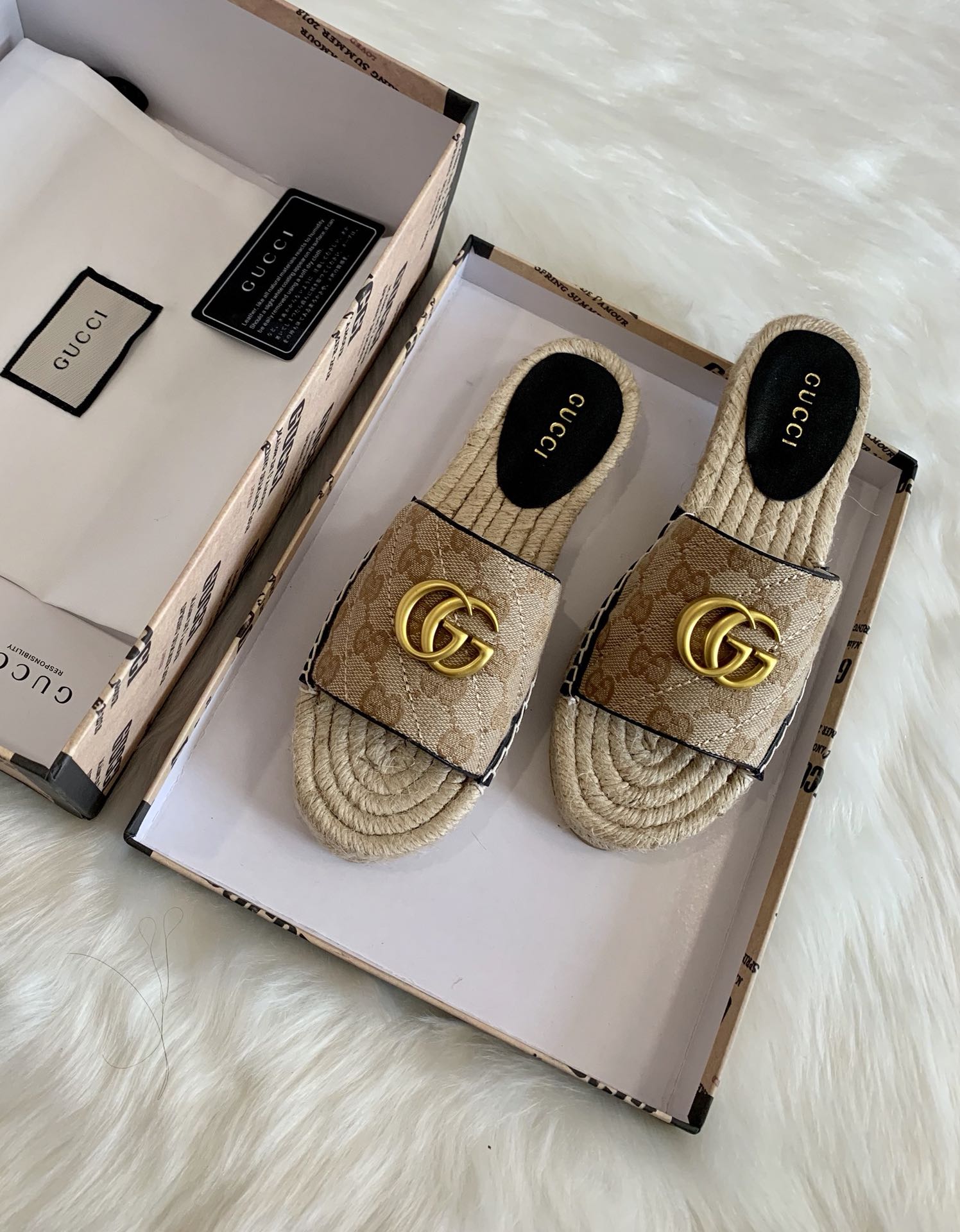Gucci Matelasse Espadrille Slide Sandals