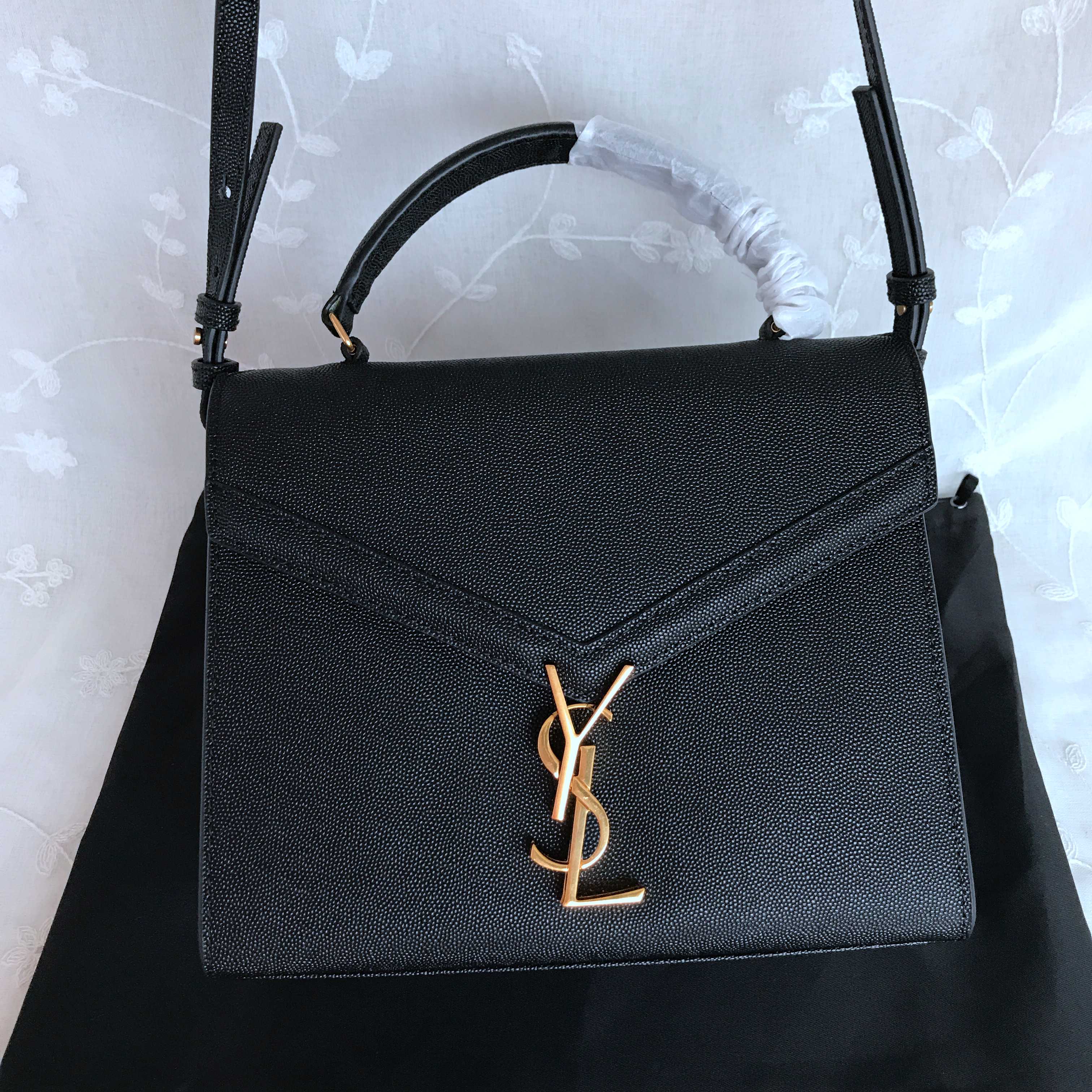 CASSANDRA MINI TOP HANDLE BAG IN GRAIN DE POUDRE EMBOSSED LEATHER