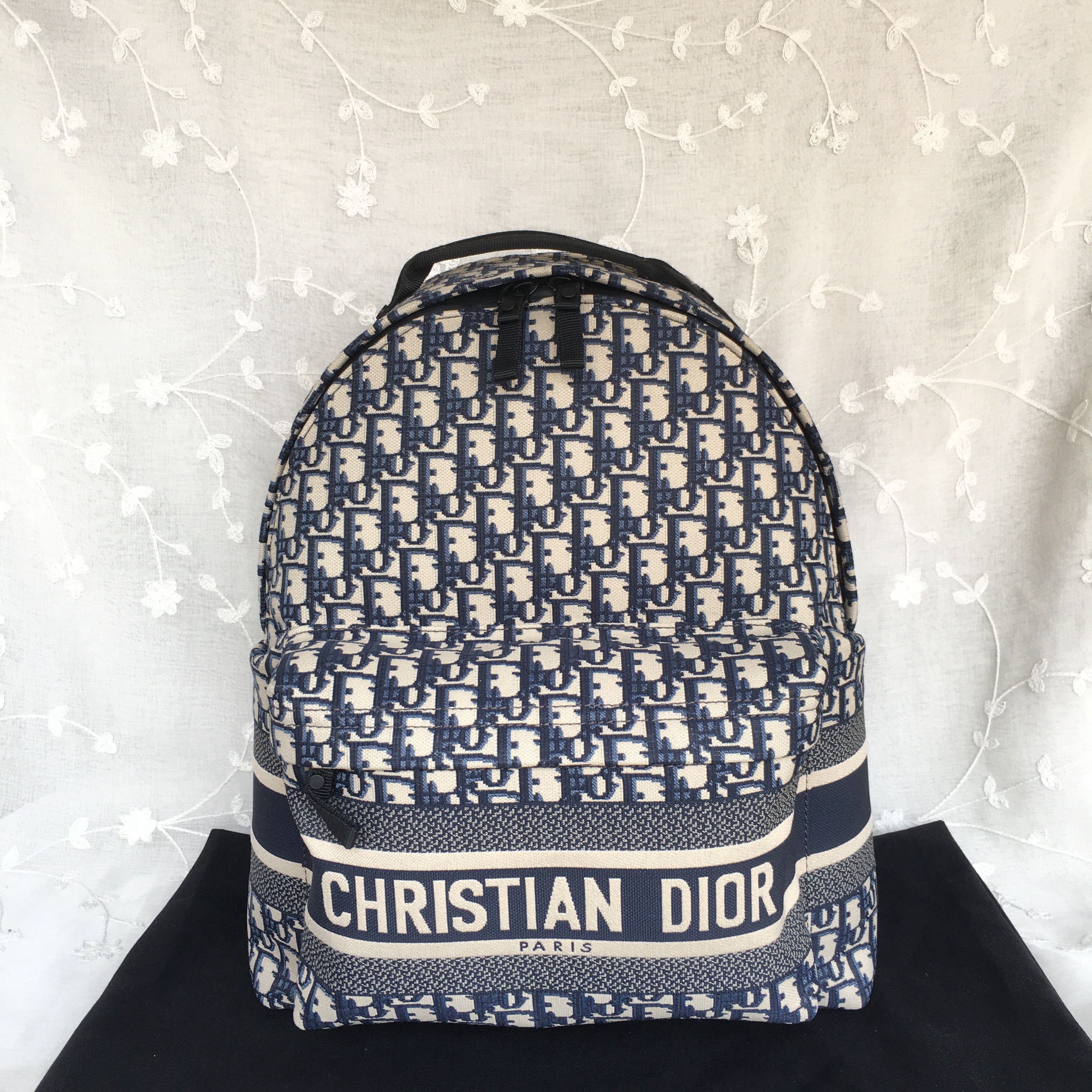 DIOR Blue Oblique Print Backpack