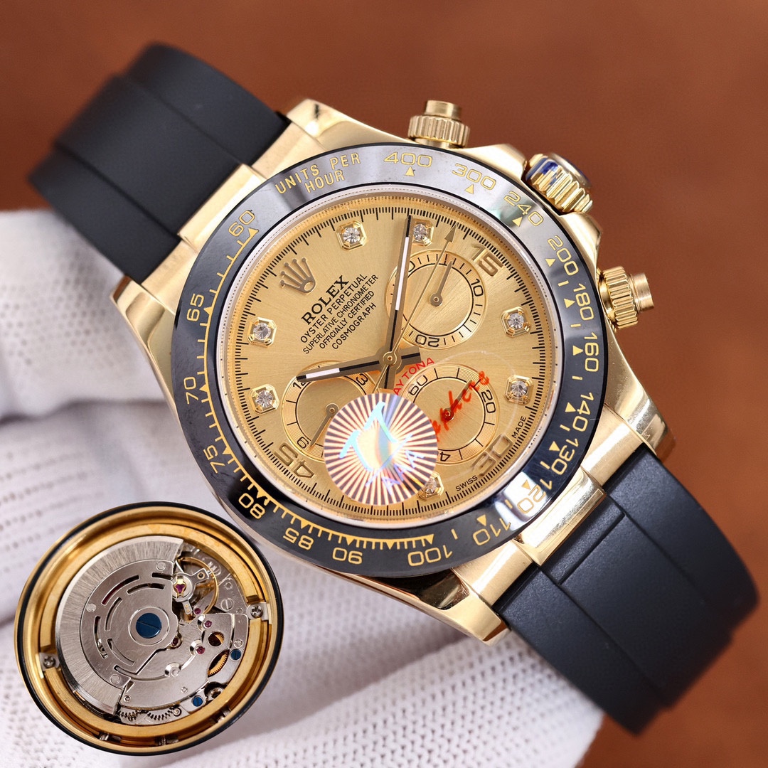 Clone Rolex Daytona 116518LN Diamond Champagne Dial OysterFlex
