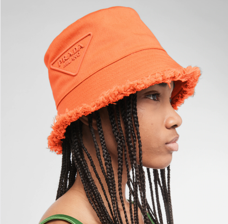 Embroidered Letter Fringe Bucket Hat