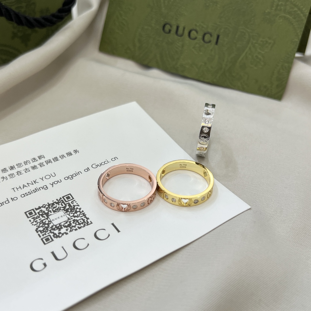 G*u 925 sterling silver LCON Love hollow diamond ring