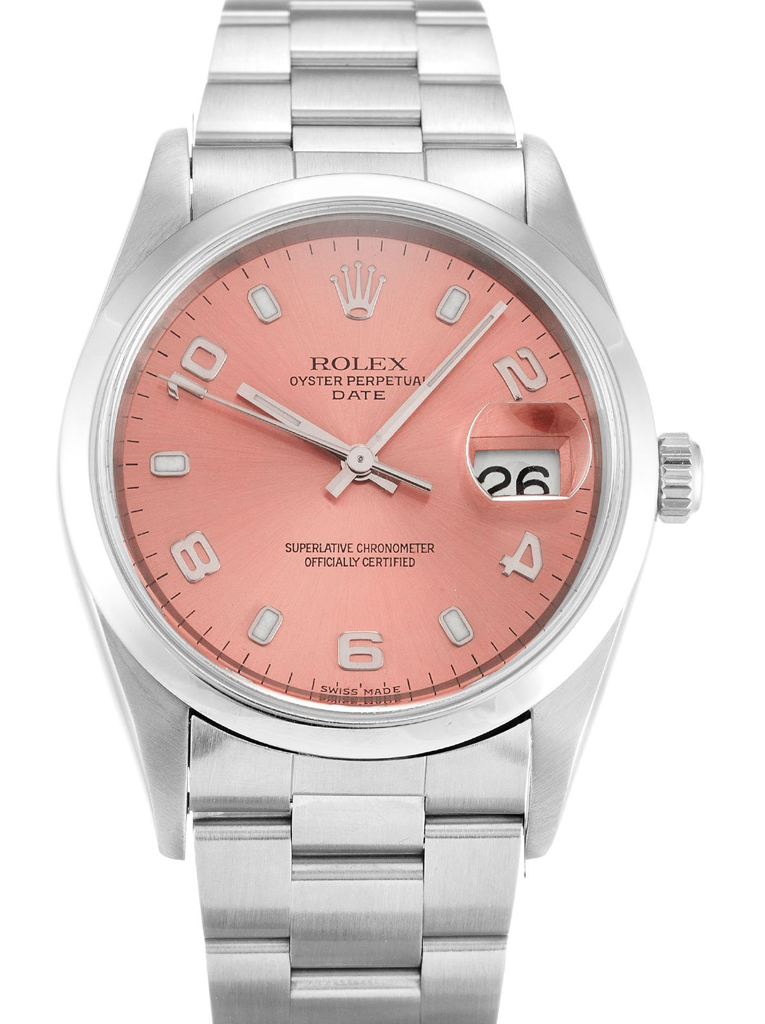 Replica Rolex Oyster Perpetual Date 34mm Salmon Dial 15200