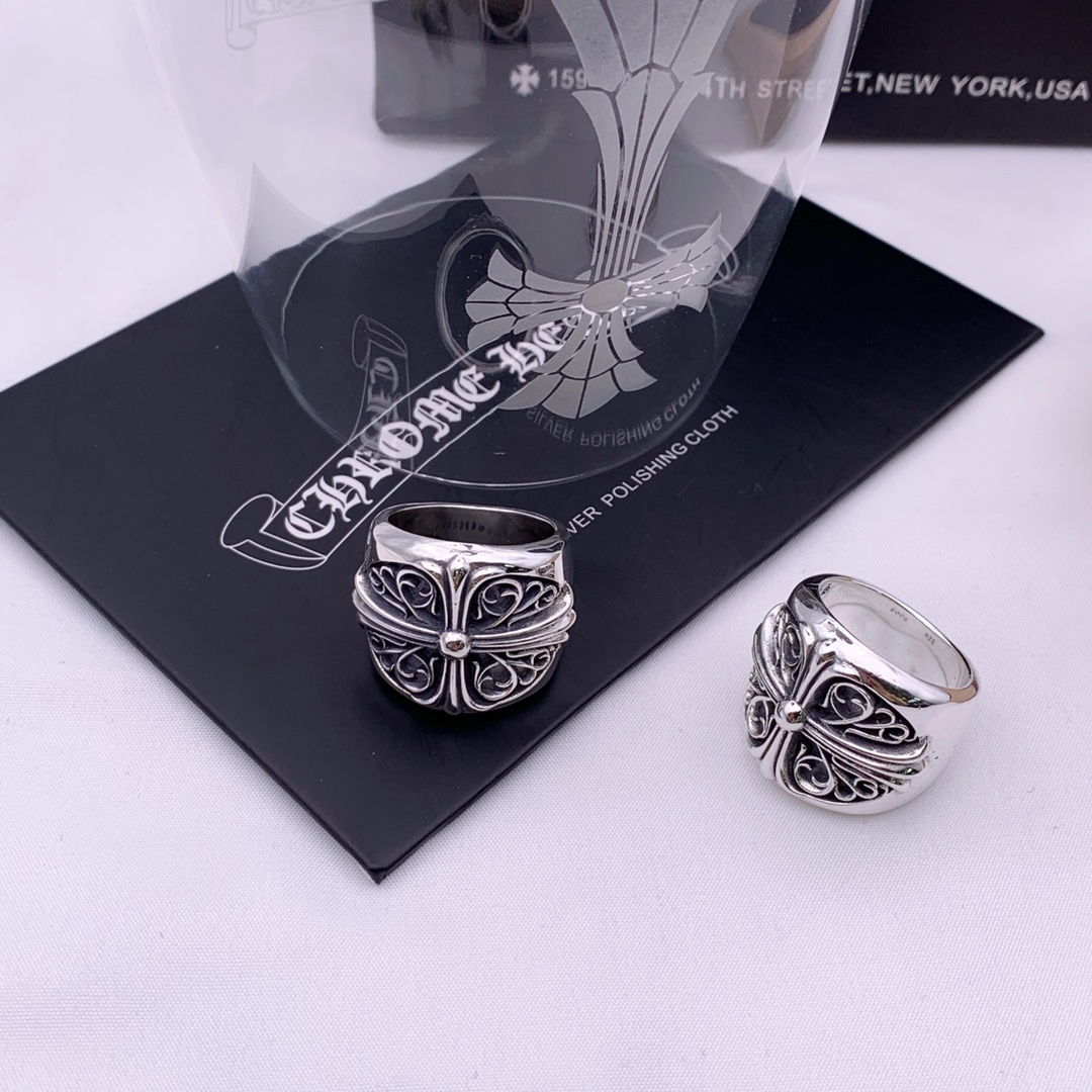 C*hrome Hearts Sterling silver high-end oval cross ring