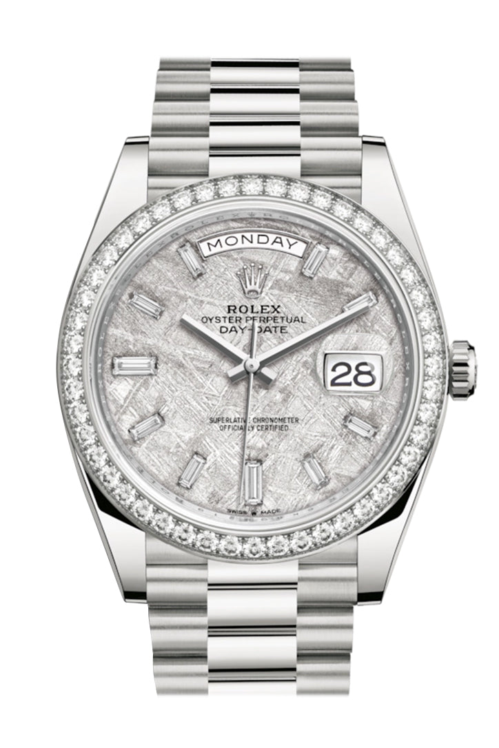 Rolex Day-Date 40 White Gold Diamond Bezel Meteorite Dial President Watch 228349RBR