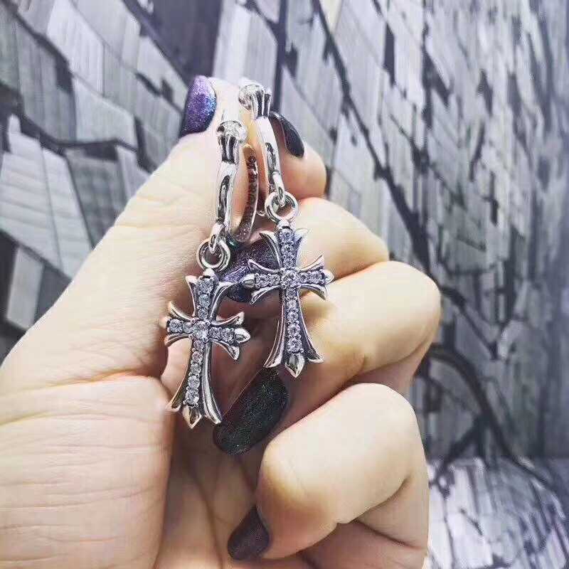 Chrome hearts Full diamond cross earrings