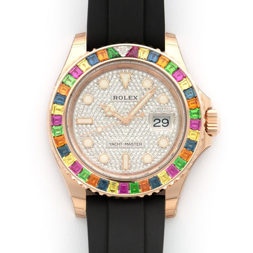 Yacht-Master 1 Golden Diamond Bezel & Dial Rubber Strap 40mm