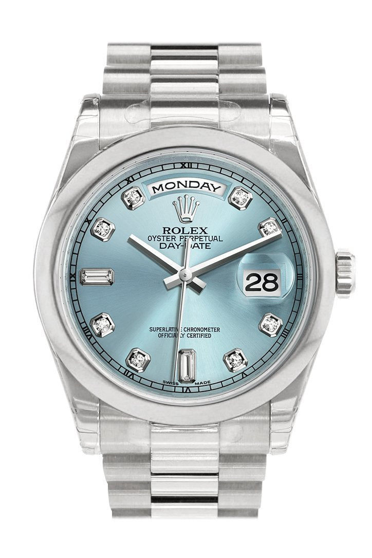 Day Date Ice Blue set Diamonds Dial President Men's Watch 118206