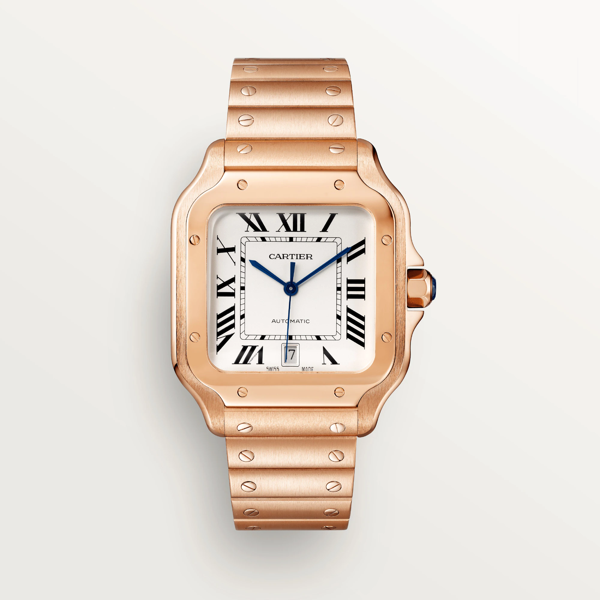 Cartier Santos De Cartier Large Silver Dial Rose Gold WGSA0018