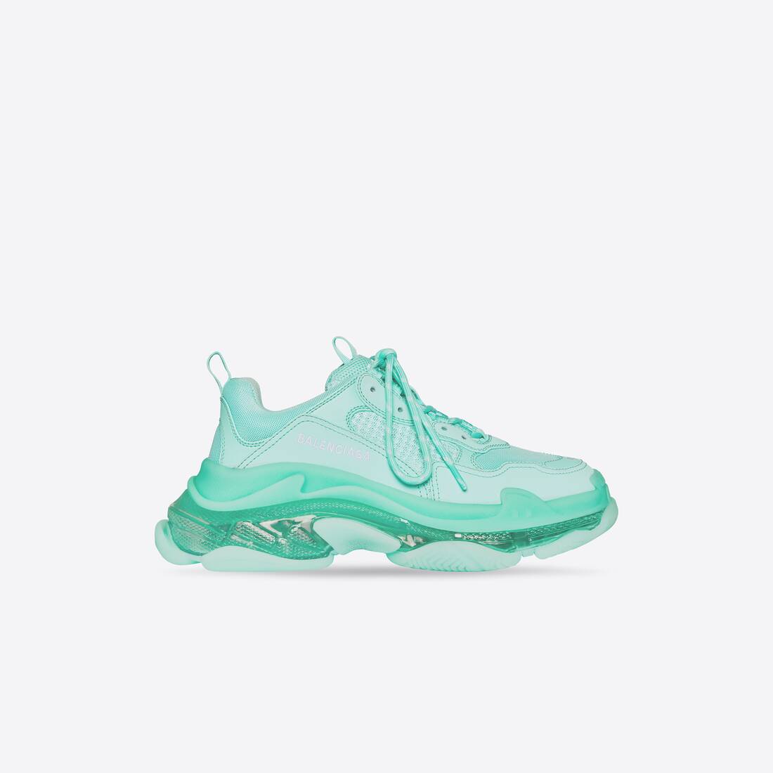 Women's Triple S Clear Sole Sneaker in Green 544351W2GA14500