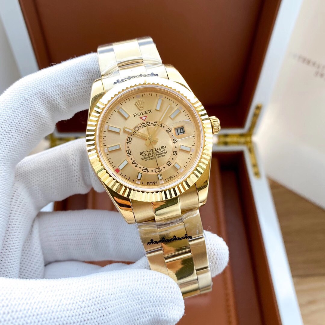 Rolex Sky-Dweller Champagne Dial Gold Men's Watch