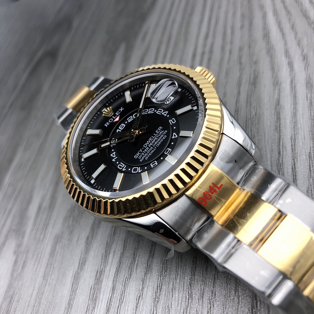 Sky-Dweller Yellow Gold Men's Black Dial Watch