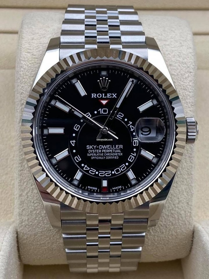 Rolex Sky-Dweller  42mm White Gold/Steel Black Index Dial Jubilee Bracelet 326934