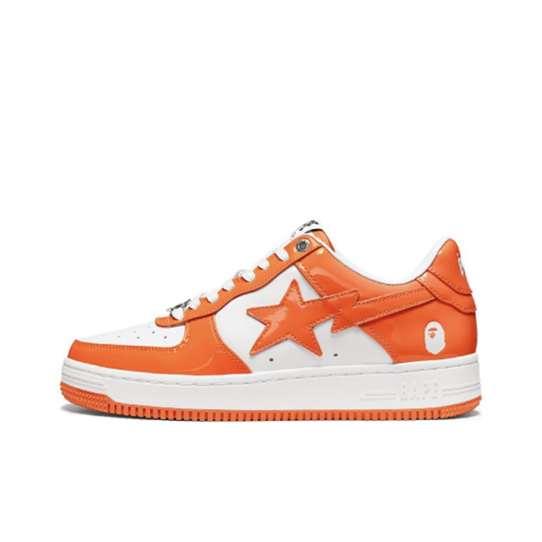 A BATHING APE BAPE STA PATENT LEATHER ORANGE WHITE 1I70-191-002