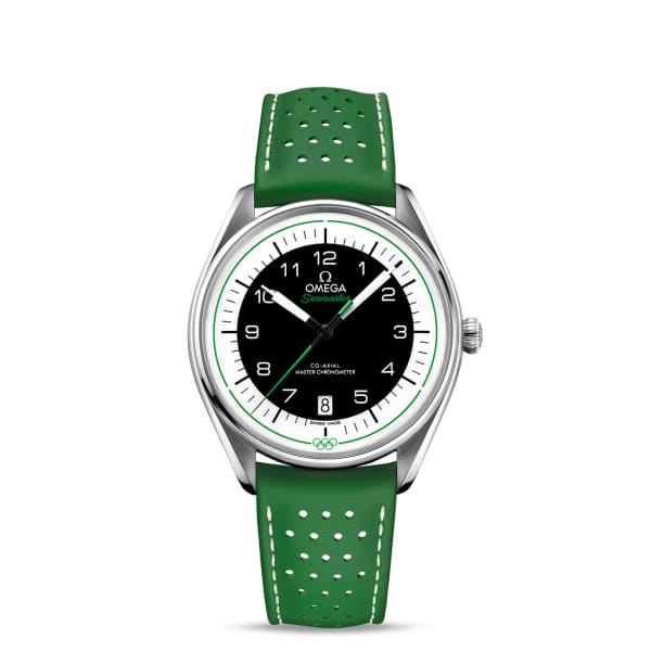 Omega Seamaster Olympic Official Timekeeper Co-Axial Master Chronometer 39.5mm Stainless Steel Black Dial Green Leather Strap 522.32.40.20.01.005