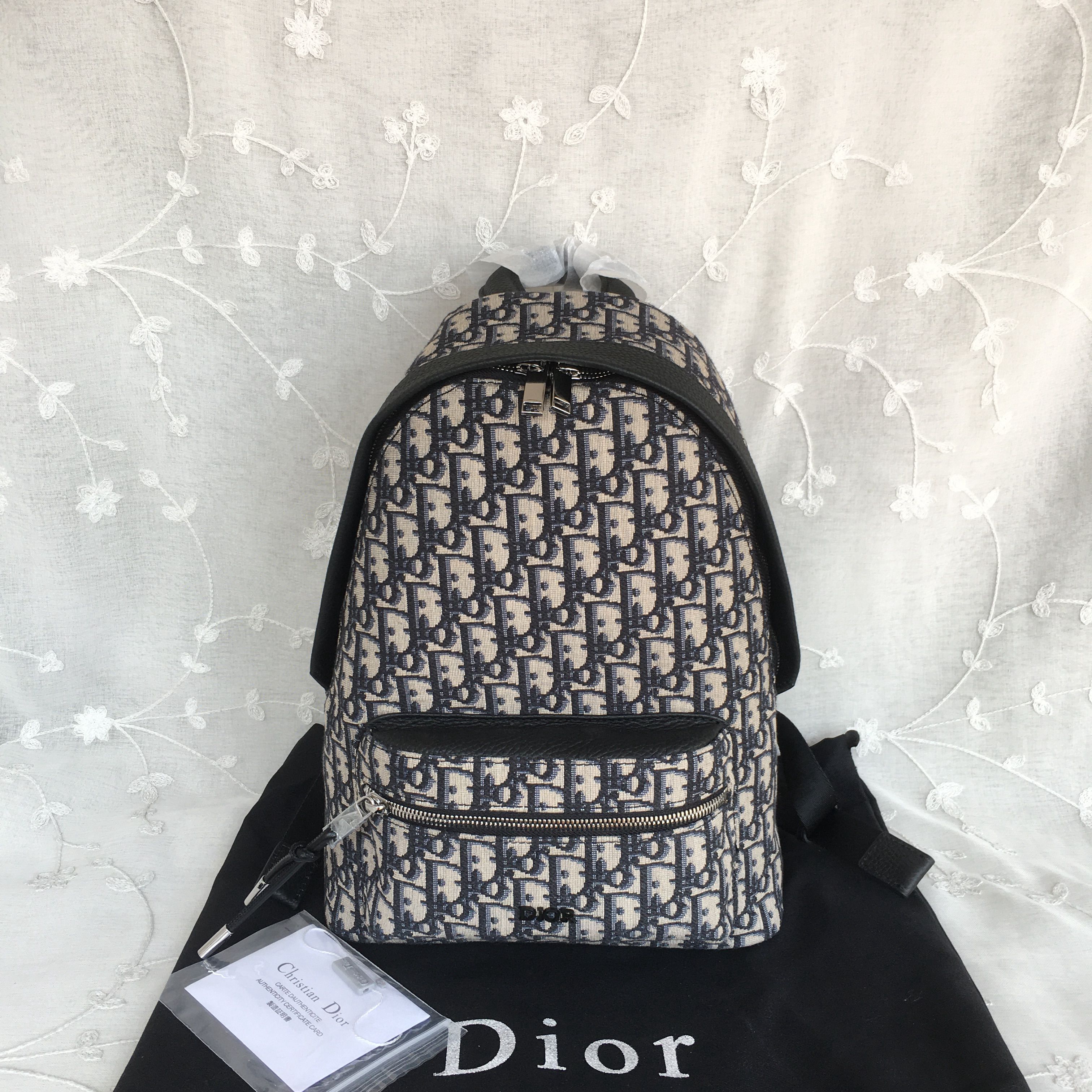 DIOR Blue Oblique Print Backpack