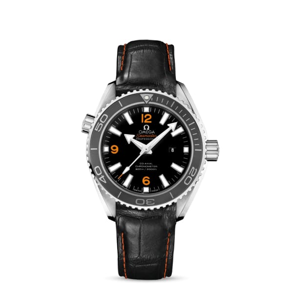 Omega Seamaster Planet Ocean 600M Co-Axial Chronometer 37.5mm Stainless Steel Ceramic Bezel Black Dial Alligator Leather Strap 232.33.38.20.01.002