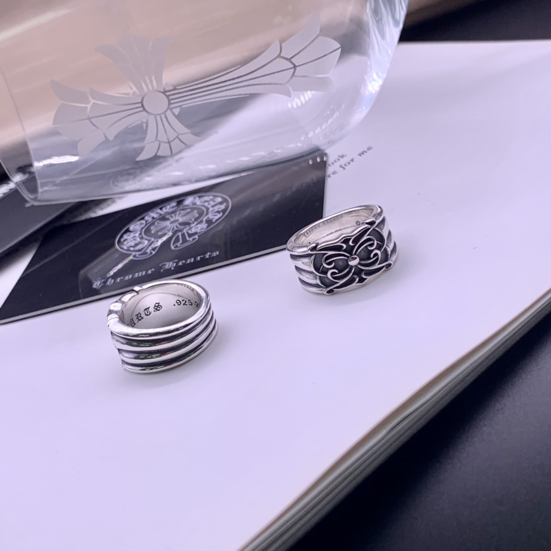 C*hrome Hearts Sterling silver iris ring vintage craft for men and women