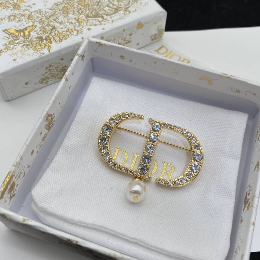 Fake Dior Logo Brooch