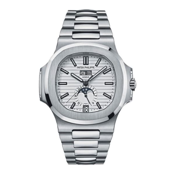 Patek Philippe Nautilus Moon Phase Date Stainless Steel White Index 5726/1A-010