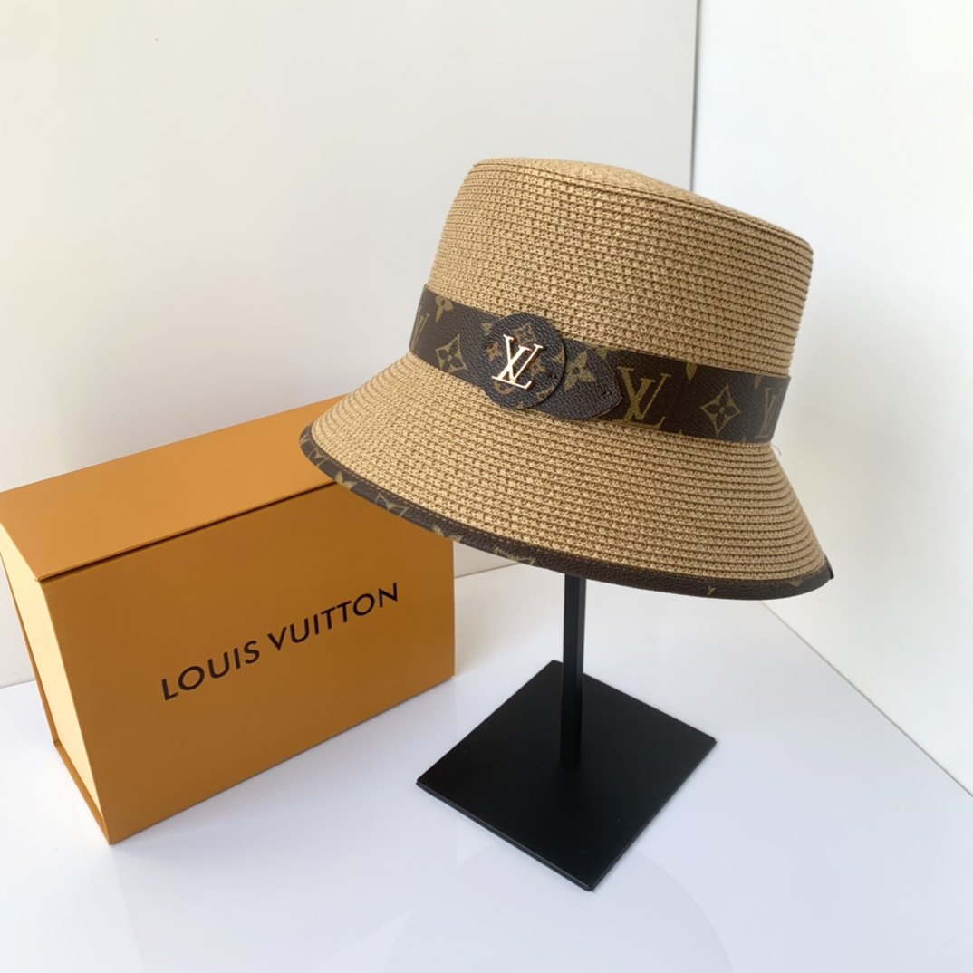 Monogram Belt Straw Bucket Hat