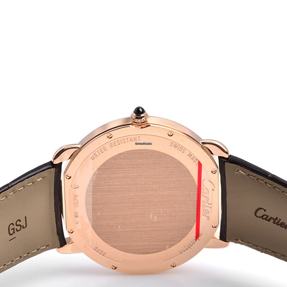 Cartier Ronde Louis Cartier Men's Watch Manual Winding Rose Gold 42mm Silver Dial Alligator Leather Strap W6801004