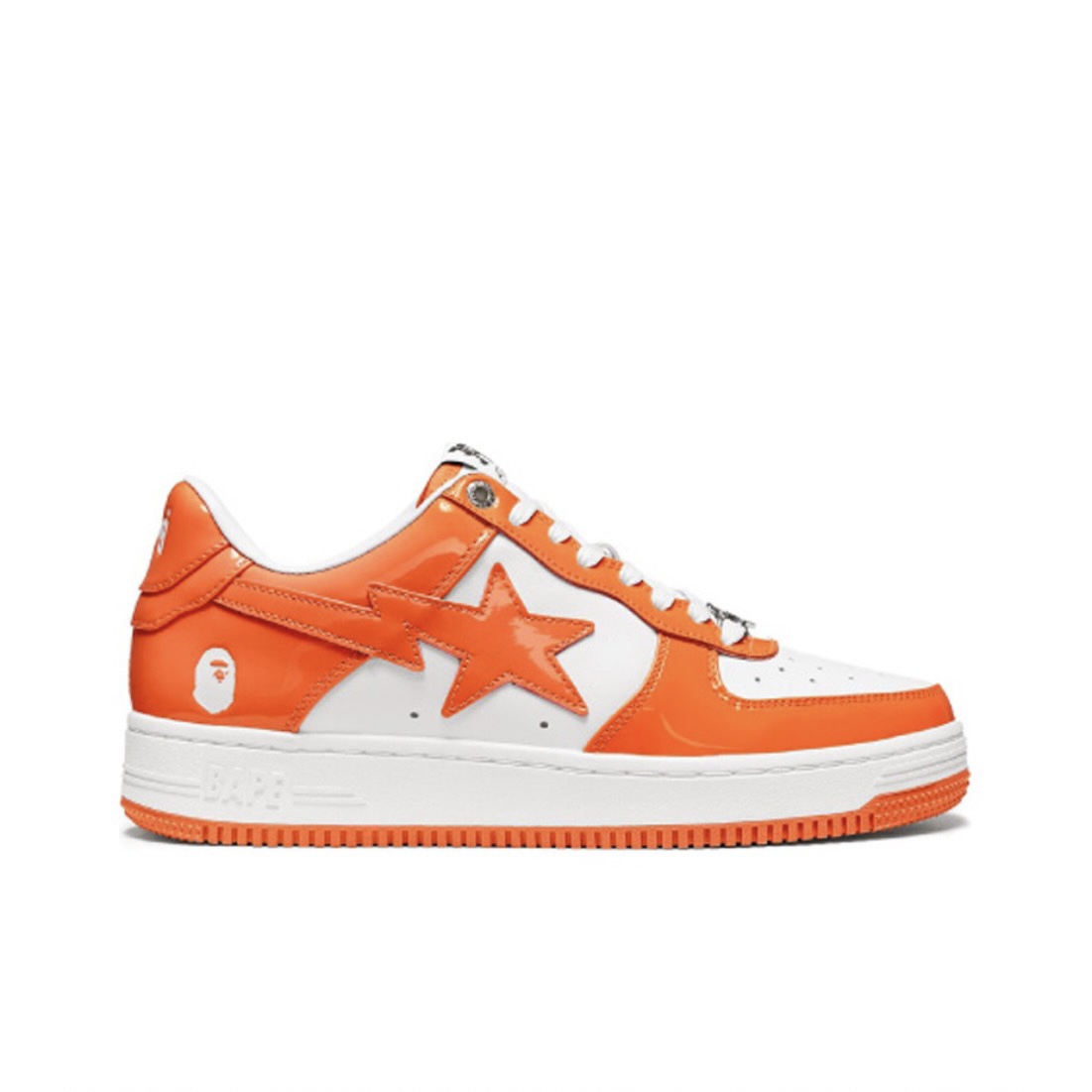 A BATHING APE BAPE STA PATENT LEATHER ORANGE WHITE 1I70-191-002