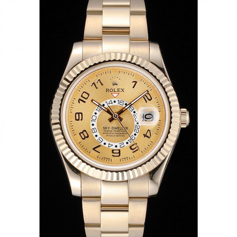 Replica Rolex Sky-Dweller 42mm Gold Dial 80243
