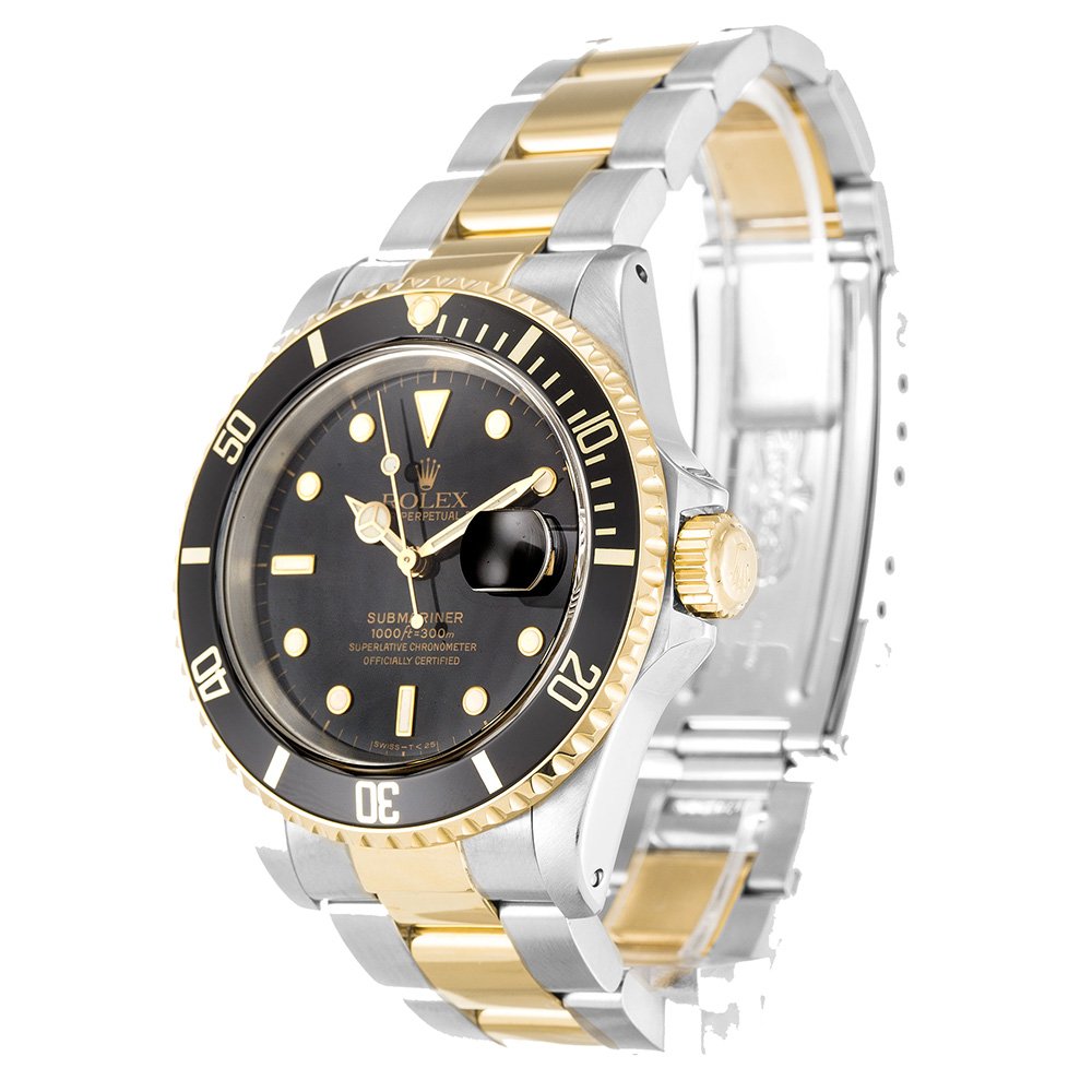 Replica Rolex Submariner Yellow Gold & Stainless Steel Black 40mm Dial Oyster Bracelet 16613