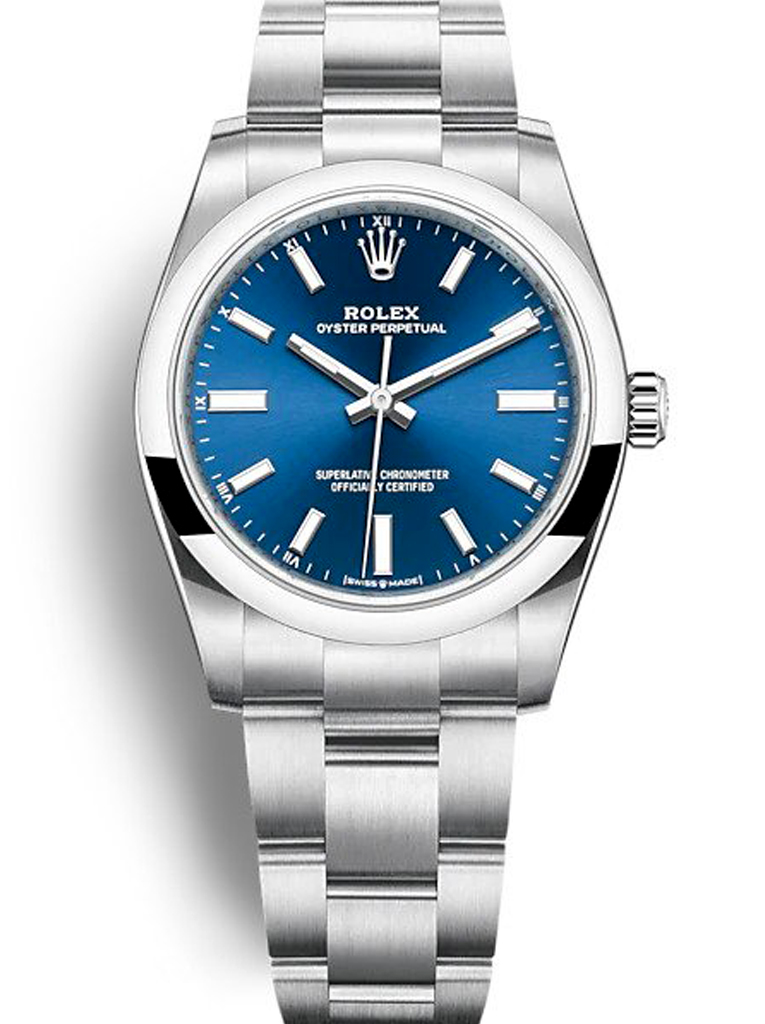 Replica Rolex Oyster Perpetual Lady 34mm Blue Dial 124200