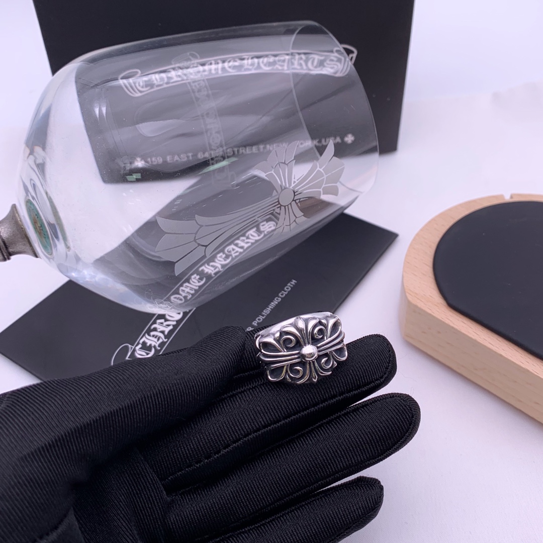 C*hrome Hearts Keeper Guardian Ring Sterling silver high-end vintage cross flower ring