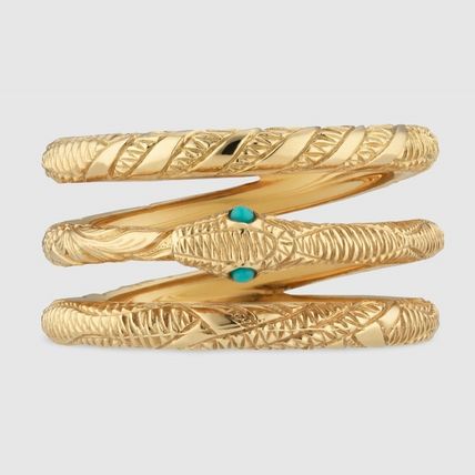GUCCI | Three Band Ouroboros Ring In Yellow Gold