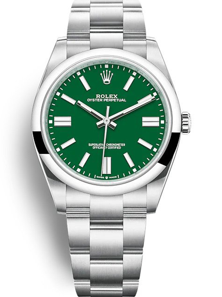 Replica Rolex Oyster Perpetual Man 41mm Green Dial 124300