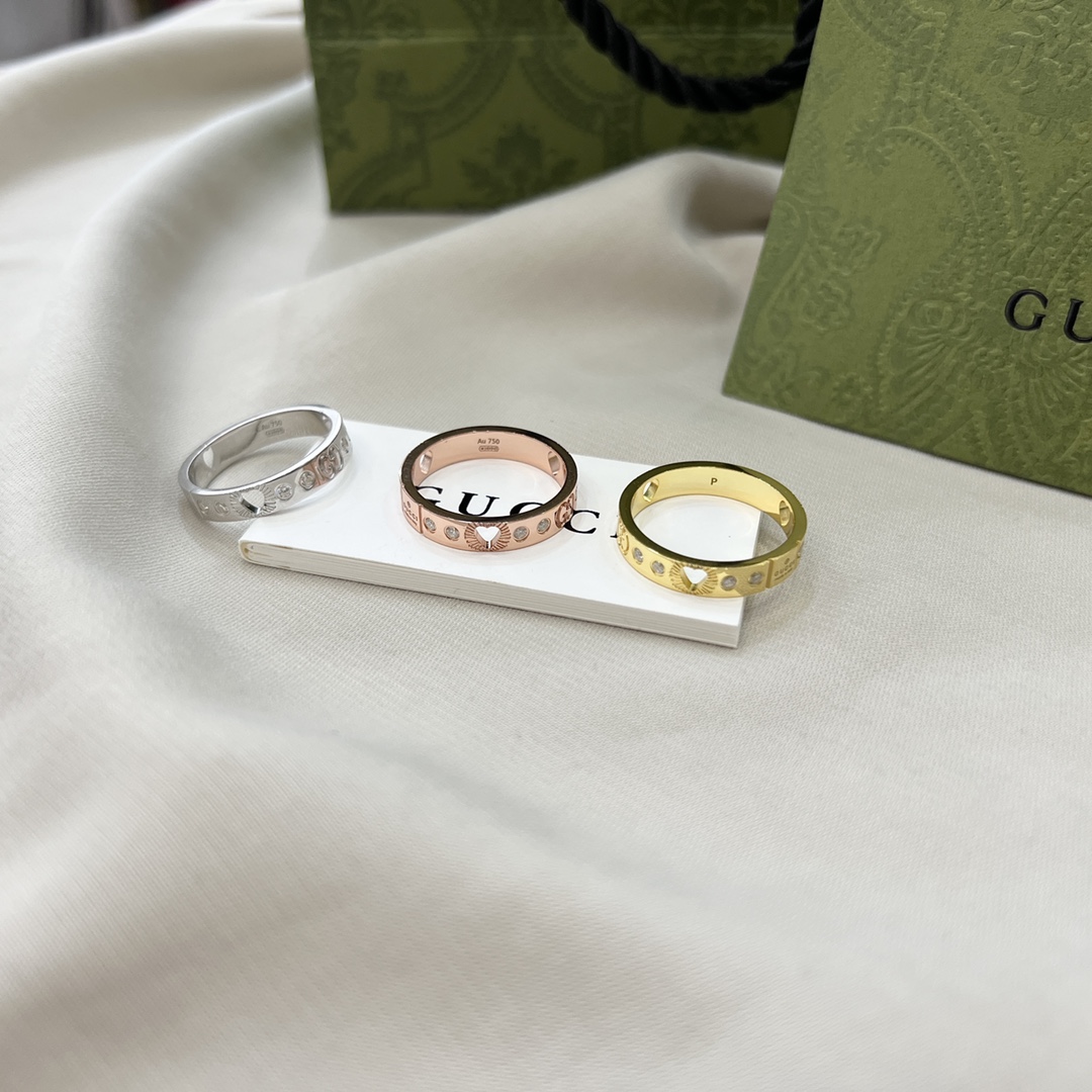 G*u 925 sterling silver LCON Love hollow diamond ring