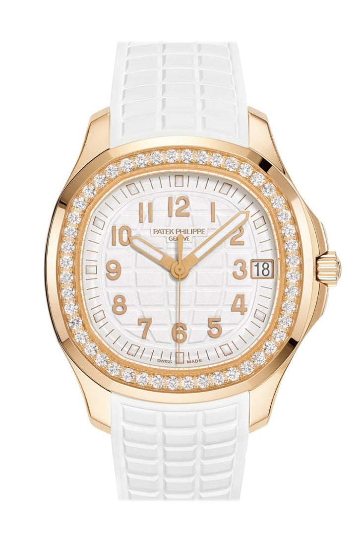 Replica Patek Philippe Aquanaut Luce Rose Gold White Dial Diamond Bezel 5268/200R-001