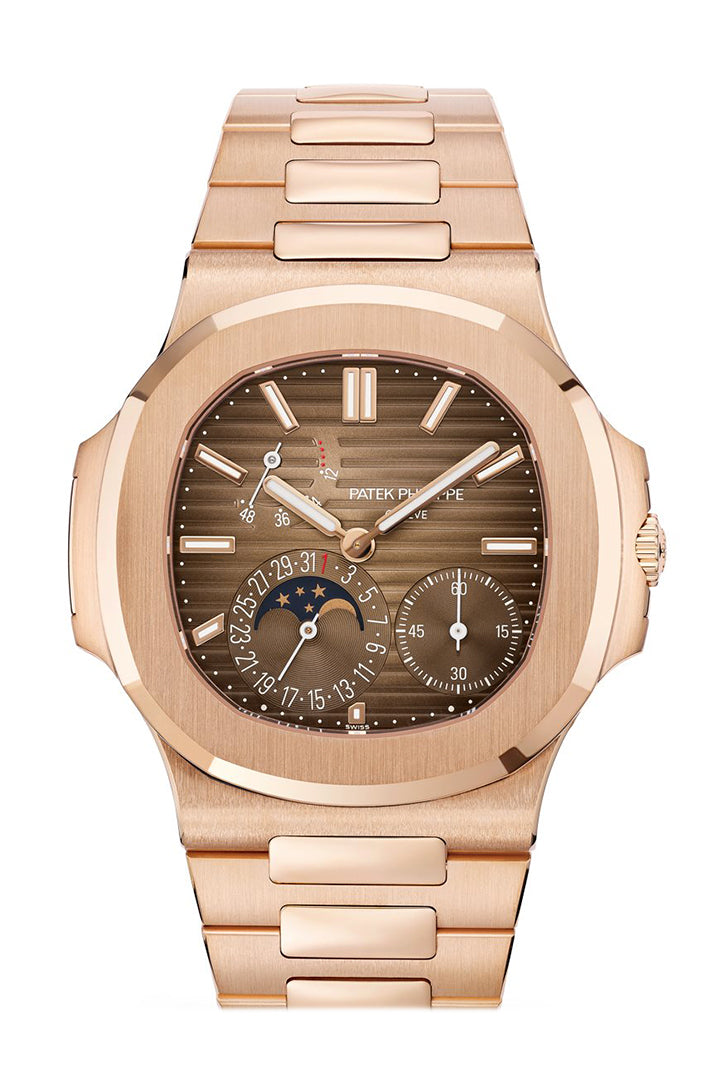 Patek Philippe Nautilus Moon Phases Rose Gold Brown Black Dial 5712/1R-001