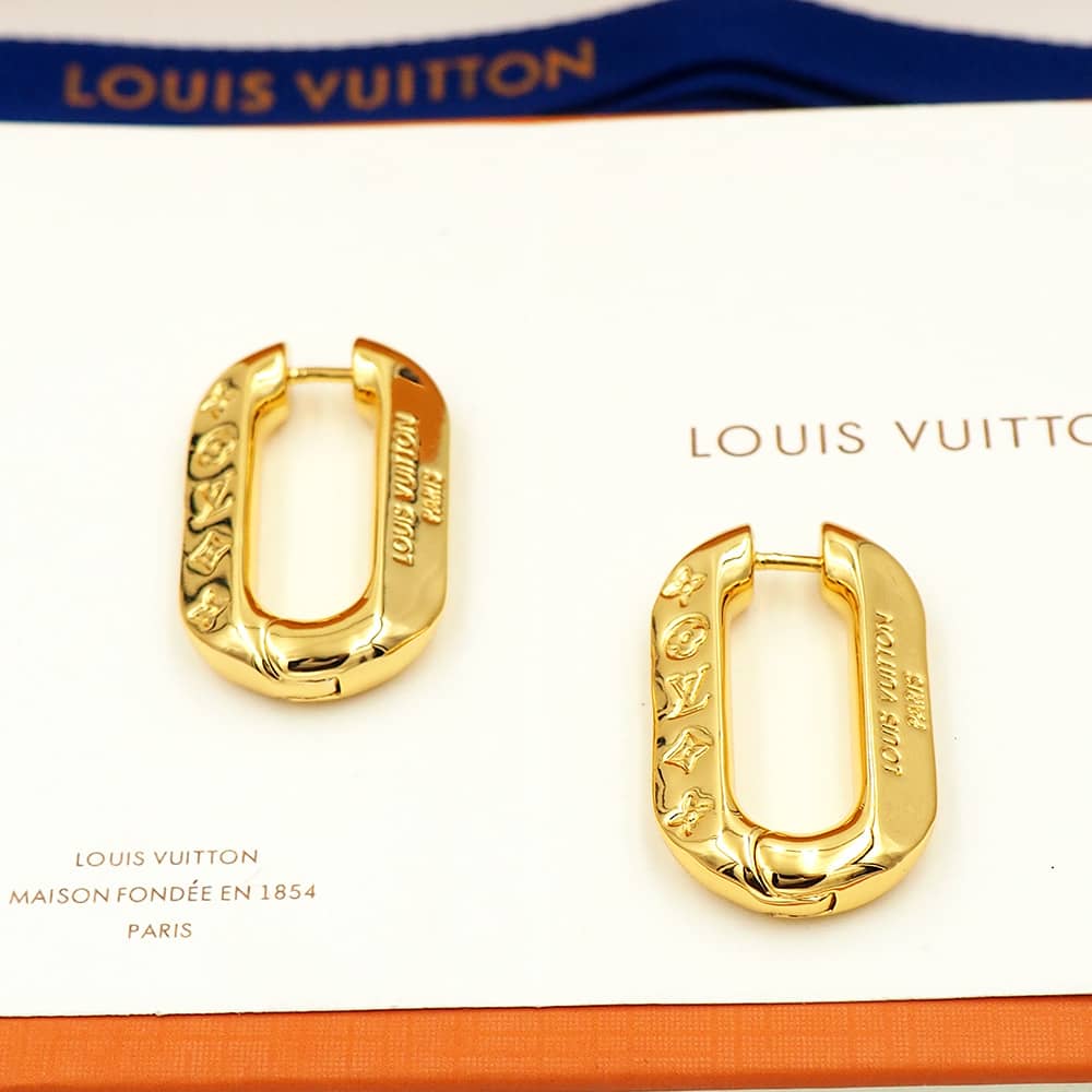 Fake Louis Vuitton Logo Earrings